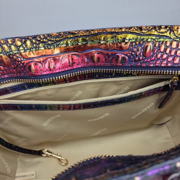 BRAHMIN Small Ashlee Technicolor Rainbow Melbourne Satchel Leather NWT - Picture 11 of 15